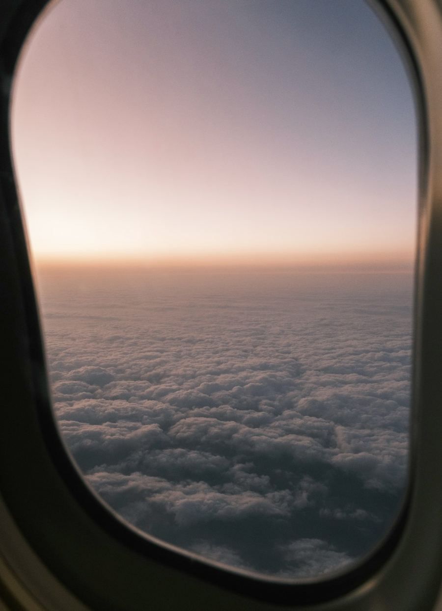 View of the clouds from an airplane window